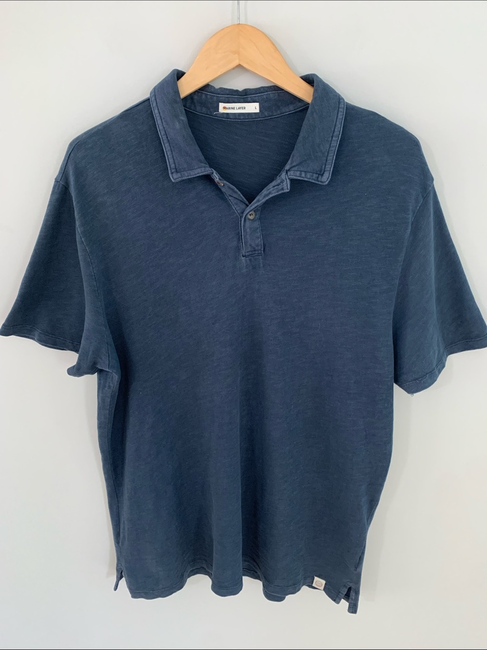 Marine Layer Men’s Cotton Short Sleeve Polo Short Navy Blue Size Large